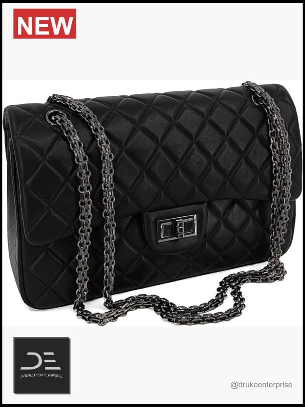 Quilted Lambskin Leather Crossbody Bag with Chain Strap